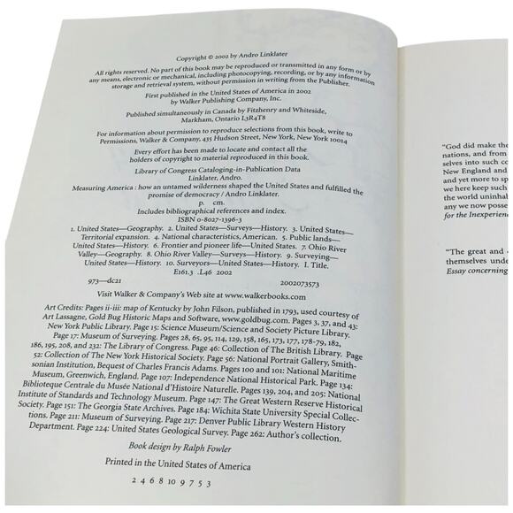 Measuring America by Andro Linklater 2002 Walker Publishing Hardcover Book - Picture 7 of 14